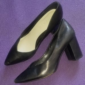 1.State Saffy soft black leather block heels